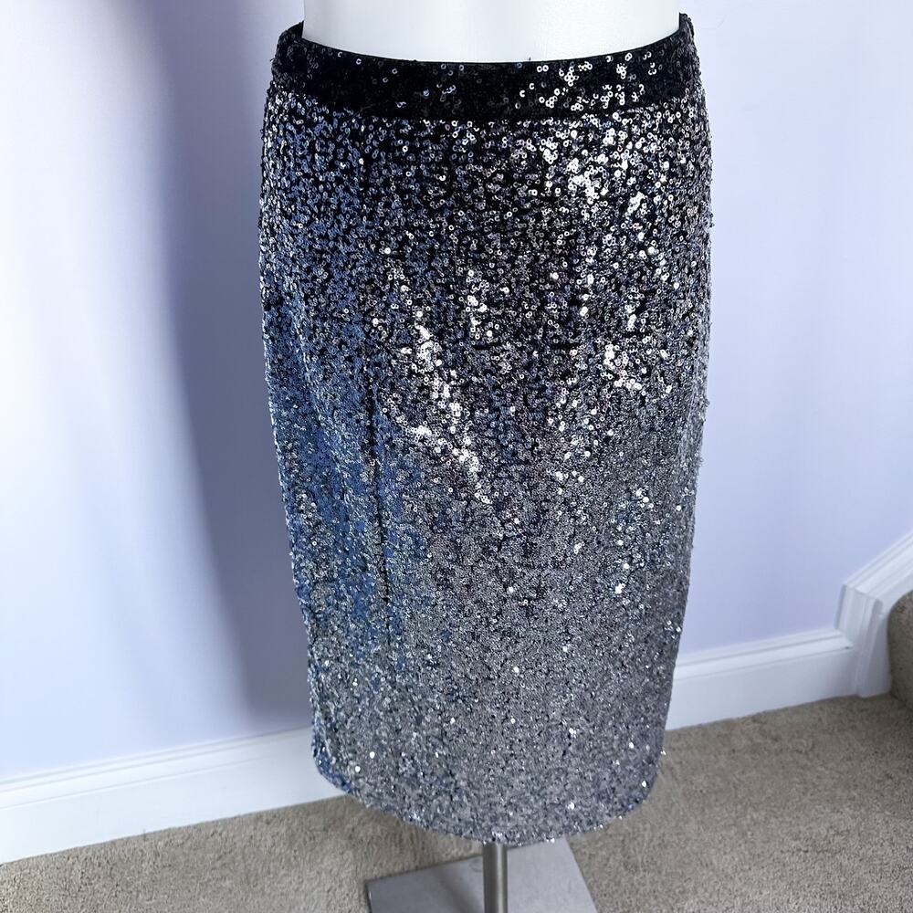 Nikibiki Silver Sequin Pencil Skirt | Size Small | Glamorous Sparkle